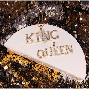 Real diamond matching King Queen pendant set 100% natural genuine diamonds